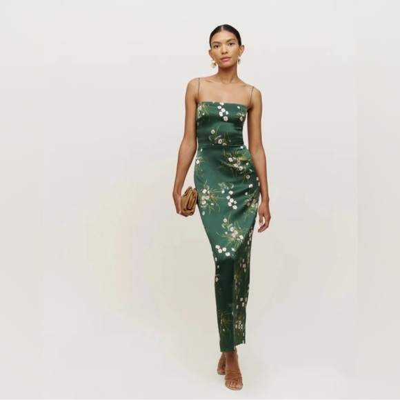 Reformation Green Bodycon Dress Spaghetti Strap Sleeveless - Picture 1 of 1